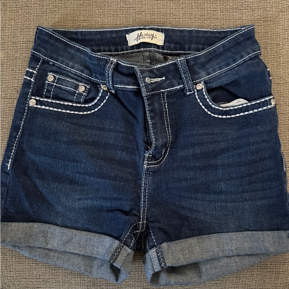 Harley- Made with love- Women's Dark Blue Denim Shorts W#53